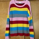 Umgee  Rainbow Striped Crewneck Knit Sweater Size Large Photo 0