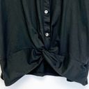 Sweet Rain NEW  Juniors XL Top Black Button Front Twist Front Short Sleeve Knit Photo 2