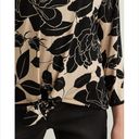 Joseph Ribkoff  Floral Self Tie Long Sleeve Blouse Top in Black & Beige Photo 4