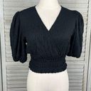 Mango  Cropped Gauzy Puff Sleeve Blouse Black-Small Photo 0