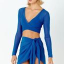 GIGI C Tina Wrap Mesh Top in Cobalt Large New Womens Swim Cover Up Blue Photo 10