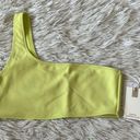 Good American  Scuba Hot Shoulder Bikini Top in Key lime001 size 2/Medium Photo 3