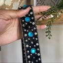 Vintage Boho Blue Jeweled Western Belt SZ S Silver Hardware Photo 9