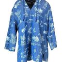 Tommy Bahama  Hula Hut Tropical Print Baja Blue Linen Blend Hoodie Photo 0