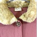 Tracy Reese  vintage vibes faux fur collar jeweled buttons women’s cardigan s Photo 2