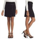 White House | Black Market  Black Leather Trim Wrap Mini Skirt Photo 1