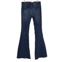 Free People We The  Penny Pull-On Flare Leg Mid Rise Dark Wash Jeans 29 Rich Blue Photo 3