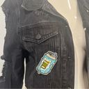 Cello  Patch & Frayed Black Denim Jacket Photo 2