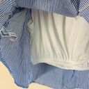 Forever 21 Off the Shoulder Striped Ruffle Crop Top in Blue and White size M Photo 5