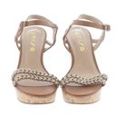 Unisa  Tan and Gold Braided Wedge Cork Heels Photo 4