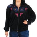 Oleg Cassini  80s Black Velour Embroidered Jacket Retro 80s Rainbow Detail Medium Photo 2