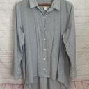 Chico's Chico’s blue and white stripe long cotton blouse roll up sleeves Size 2 Large 12 Photo 0