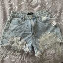 Sequin And Rhinestone Jean Shorts Silver Photo 0