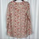 Modcloth  Coral Orange&Purple Floral Long Sleeve Blouse Sz.L Photo 7