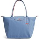 Longchamp Le Pliage Club Medium Nylon Tote Shoulder Bag Color Blue Mist New Photo 0