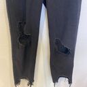 Pretty Little Thing  Black High Rise Distressed Button Fly Demim Jeans EUC Sz Photo 2