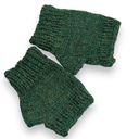 Womens Handcrafted Fingerless Glove Knit Solid Green Lightweight OS Photo 5