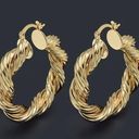 Twisted 18k Gold Plated African  Hoop Earrings Hypoallergenic Unisex Mens Womens Photo 0