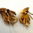 BSK vintage gold tone clip on fan earrings Photo 4