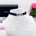 Prada Authentic  Navy & Silver Metal Logo Elastic Choker / Bracelet Photo 1