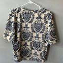 SheIn Navy And Cream Damask Blouse Photo 1