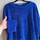 Pixi & Ivy  Royal Blue Chenille Velvet Sweater Oversized Pullover Side Slit - Sm Photo 2