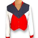 Vintage Banjo Western Cropped Denim Shirt Red White Blue Stars Long Sleeve Size L Photo 0