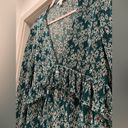 Topshop Deep V-Neck Emerald Green Floral Printed Long-Sleeve Flowy Romper - 6 Photo 9