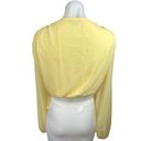 Missguided  Yellow Deep V Long Sleeve Elastic Wait Cropped Blouse Top Size 4 Photo 1