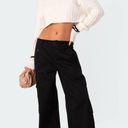 Edikted  Zaria Y2K black wide leg cargo pants with pockets, size M utility fall Photo 4