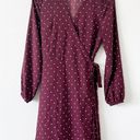 Loft Maroon Polka Dot Wrap Dress Photo 0