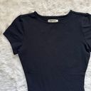 Madewell Bodysuit Crewneck Thong Short Sleeve Cotton-Blend True Black S NWT New Photo 4