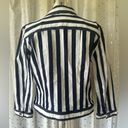 Nanette Lepore  Navy White Striped Denim Jeans Crop Jacket Contemporary Chic S Photo 3