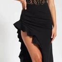 Miss Circle Spaghetti Strap Ruffle Sweetheart Corset Maxi Dress Black Women's XS Photo 0