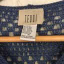 Teddi Women's M VTG Blue Open Crochet Embroidered Floral Short Sleeve Sweater Size M Photo 2