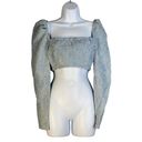 Naked Wardrobe  Womens Puff Sleeve Lace Crop Top Long‎ Sleeve Blue Size Small Photo 1