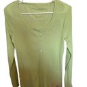 Calvin Klein Jeans  lime green Long sleeve Henley top with beads size large Photo 0