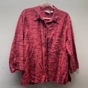 Chico's  LINEN BLEND BUTTON UP SHIRT WOMENS SIZE 3 (XL) Red Artsy Print Photo 0