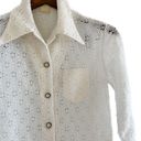 Daisy Vintage 70s  lace ruffle off white wide collar button down blouse size M Photo 2