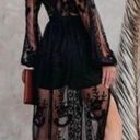 Boutique NEW Black Lace V-neck Long Sleeve Boho Maxi Dress Photo 4