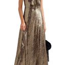 Alice + Olivia NWT  Roanne printed silk-blend lamé maxi dress Metallic Gold Gown. Photo 0