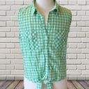 Planet Gold Retro Green Check Top Tie Knot Fits XS S Shirt Photo 3