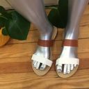 Just Be  Two Strap Sandals Two Toned Tan White Slip on Sandals Women's Size 10 Photo 1