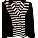 Anne Klein  Women's Colorblock Striped Double Breasted Jacket Black White Size 12 Photo 0