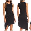 Chelsea28  Womens Sheath Dress Black Ruched Sleeveless Asymmetric Pullover M New Photo 1