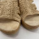 sbicca  Womens Wedge Sandals Slip On Platform Open Toe Heels Knit Strap Beige 10M Photo 6