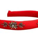 Macy’s Red BEJEWELED HEADBAND Beads Crystals Jeweled Red Fabric New No Tags! Photo 0