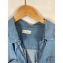 Thread and Supply  Chambray V Neck Long Sleeve Top Size Small Photo 2