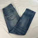 American Eagle  Size 4 Tomgirl Straight Baggy Distressed Jeans Stretch Raw Hem Photo 9