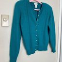 Nordstrom Vintage  Teal Angora Cable Knit Sweater Cardigan Pearl Buttons 80s Photo 1